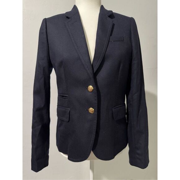 J. Crew schoolboy navy blue wool blend blazer 4 Gold accent buttons - Picture 2 of 12